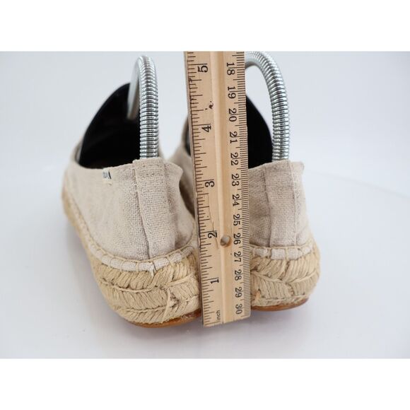 Soludos Frenchie Canvas Espadrille 9 Beige Platform Smoking Slipper Flats - Picture 6 of 11